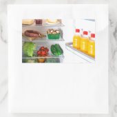 Offener Kühlschrank mit Essen Rechteckiger Aufkleber (Tasche)