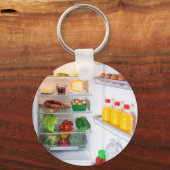 Offener Kühlschrank mit Essen Schlüsselanhänger (Vorderseite)