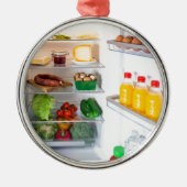 Offener Kühlschrank mit Essen Silbernes Ornament (Vorne)