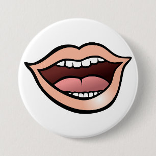 Offener Mund Lippen Zähne Zunge Button
