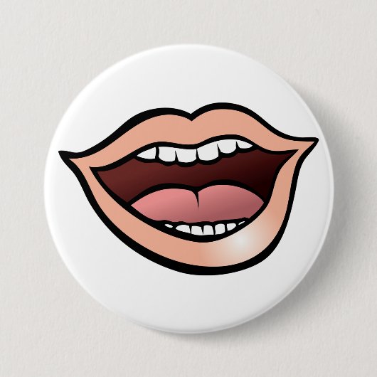 Offener Mund Lippen Zähne Zunge Button (Vorderseite)