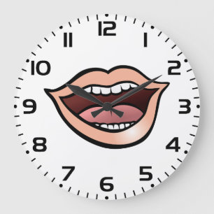Offener Mund Lippen Zähne Zunge Große Wanduhr