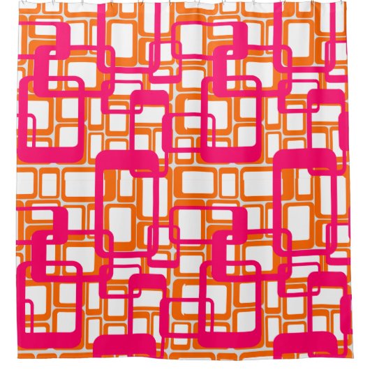 Offenere moderne Rechtecke Mitte des Jahrhunderts Duschvorhang (Vorderseite)