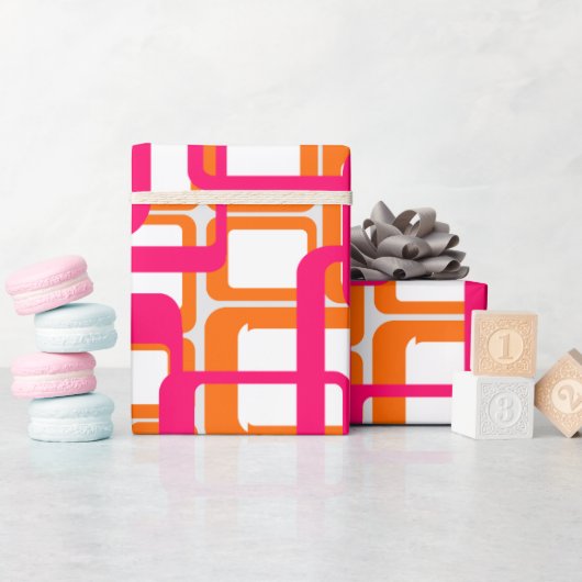 Offenere moderne Rechtecke Mitte des Jahrhunderts Geschenkpapier (Babyparty)