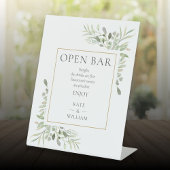 Offenes Bar Elegante Watercolor Grün Sockelschild