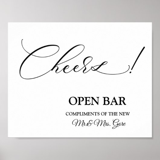 Offenes Bar-Hochzeitsschild Poster (Vorne)