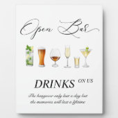 Offenes Bar Hochzeitszeichen Tabletop Plaque mit E Fotoplatte (Vorderseite)