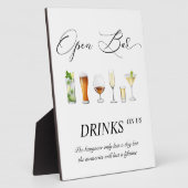 Offenes Bar Hochzeitszeichen Tabletop Plaque mit E Fotoplatte (Seite)