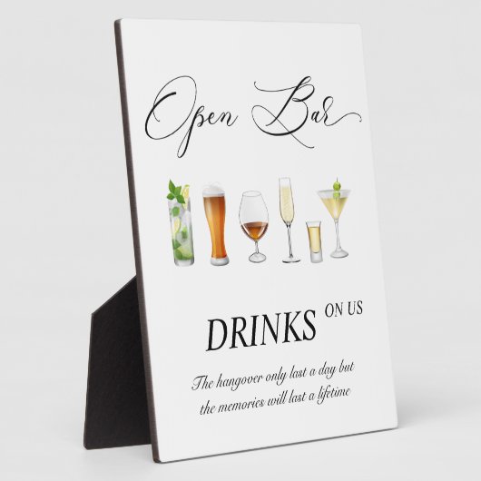 Offenes Bar Hochzeitszeichen Tabletop Plaque mit E Fotoplatte (Seite)