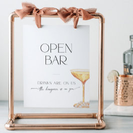 Offenes Bar Perlen und Prosecco-Neutral Sockelschild