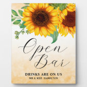 Offenes Bar Sonnenblumenschild Tabletop Plaque Fotoplatte (Vorderseite)