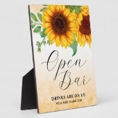 Offenes Bar Sonnenblumenschild Tabletop Plaque Fotoplatte (Seite)
