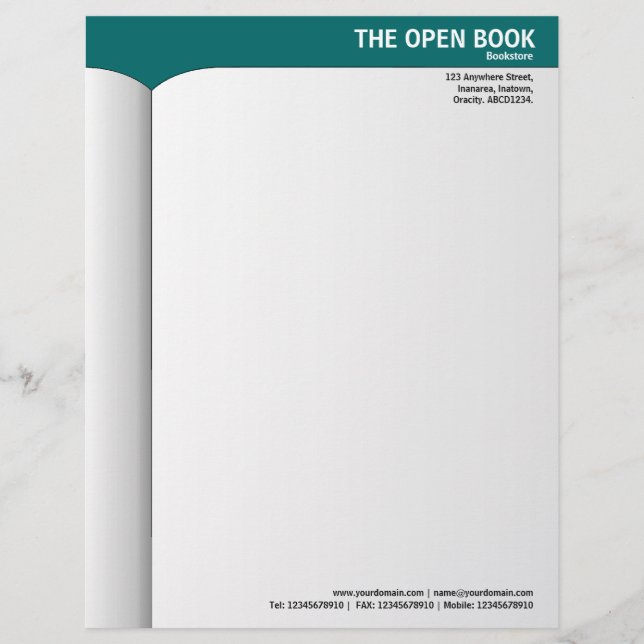 Offenes Buch - Aquamarin grün 006666 Briefkopf (Vorderseite)