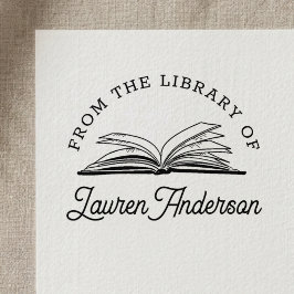Offenes Buch aus der Bibliothek des Buchzeichens Permastempel
