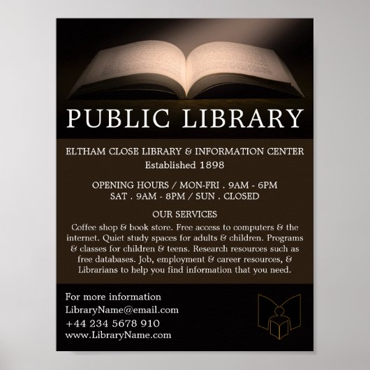 Offenes Buch, Bibliothekswerbung Poster (Vorne)