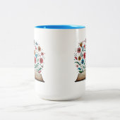 Offenes Buch Blume groß Zweifarbige Tasse (Mittel)