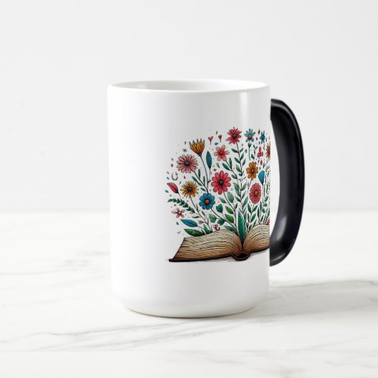 Offenes Buch Blume Große Morphing Keramik Verwandlungstasse (VorderseiteRechts)