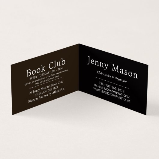 Offenes Buch, Buchklub im Detail Visitenkarten (Innenseite)