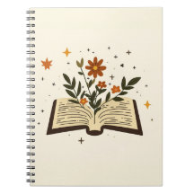 Offenes Buch Florale Magie Notizbuch