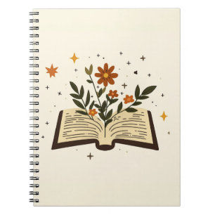 Offenes Buch Florale Magie Notizbuch