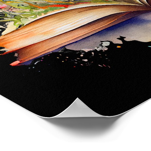 Offenes Buch mit Blume Poster (Ecke)