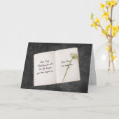 Offenes Buch mit inspirierendem Angebot Karte (Gelbe Blume)