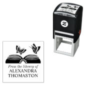 Offenes Buch mit zwei Butterfly Library Book Name Permastempel (Beispiel)