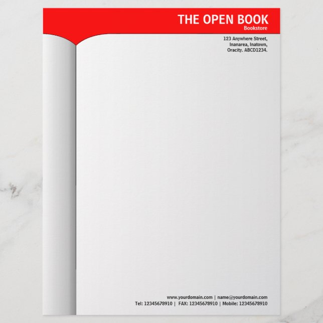 Offenes Buch - Rot Briefkopf (Vorderseite)