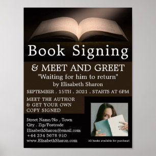 Offenes Buch, Schriftsteller buchen Buchsignatur Poster