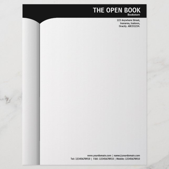 Offenes Buch - Schwarz Briefbogen (Vorderseite)