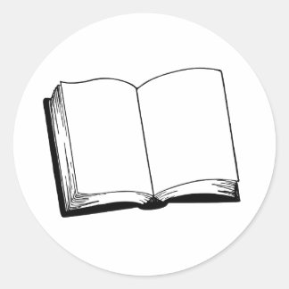 Offenes Buch Schwarz-Weiß-Aufkleber Runder Aufkleber