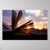 Offenes Buch und Sunset Fotografie Poster (Vorne)