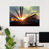 Offenes Buch und Sunset Fotografie Poster (Heimbüro)