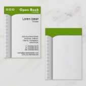 Offenes Buch (Vertikal) - Grün Visitenkarte (Vorne/Hinten)