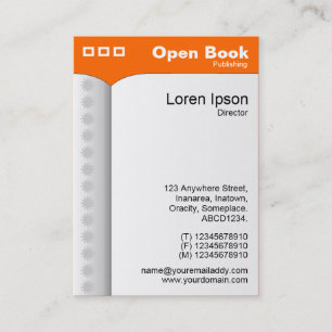 Offenes Buch (Vertikal) - Orange FF6600 Visitenkarte