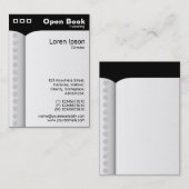 Offenes Buch (Vertikal) - Schwarz Visitenkarte (Vorne/Hinten)