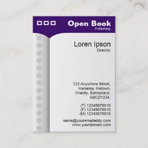 Offenes Buch (Vertikal) - Tief Lila 330066 Visitenkarte