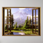 Offenes Fenster am Berg Rainier Poster (Vorne)