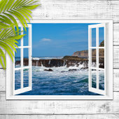Offenes Fenster am Meer Poster