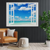 Offenes Fenster am Strand Poster