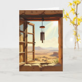 Offenes Fenster in der Wüste | Happy Birthday Karte (Gelbe Blume)