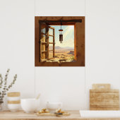 Offenes Fenster in der Wüste  Poster (Küche)