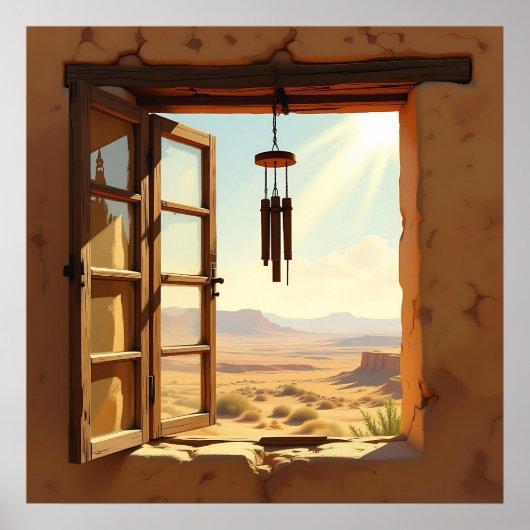 Offenes Fenster in der Wüste  Poster (Vorne)