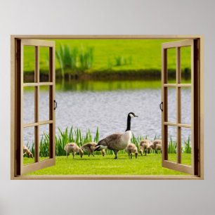 Offenes Fenster Mama Gans Poster