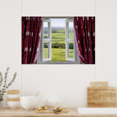 Offenes Fenster mit Blick auf die Landschaft und d Poster (Küche)