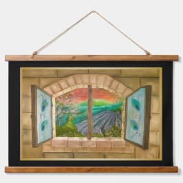 Offenes Fenster Wandteppich Mit Holzrahmen