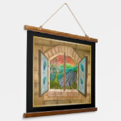 Offenes Fenster Wandteppich Mit Holzrahmen (Gewinkelt)
