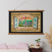 Offenes Fenster Wandteppich Mit Holzrahmen (Schlafzimmer)