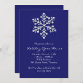 Offenes Ferienhaus mit Kristallschneeflocke - blau Einladung (Vorne/Hinten)