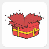 Offenes Geschenk Quadratischer Aufkleber (Vorderseite)